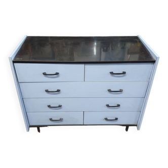 Commode en formica bleue