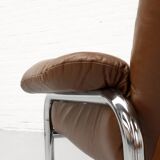 Tufted leather borkum two-seater sofa by johan bertil for ikea 1970s