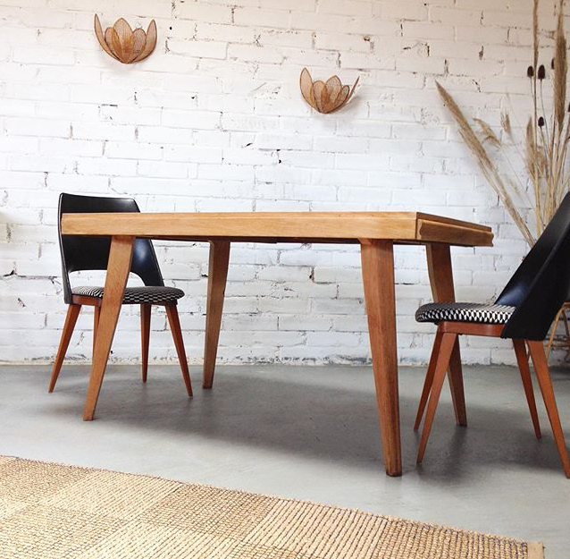 Scandinavian oak compass table