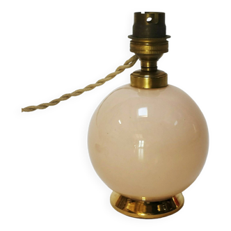 Pied de lampe boule en opaline rose