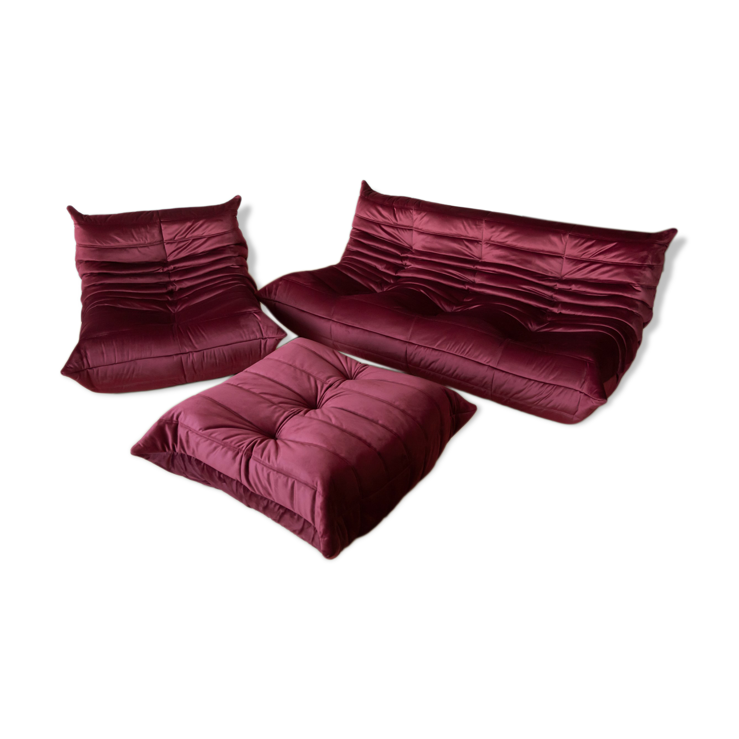 Sofa Chair and ottoman in Velvet designed by Michel Ducaroy 1973