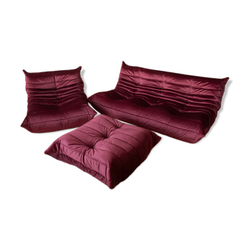 Sofa Chair and ottoman in Velvet designed by Michel Ducaroy 1973