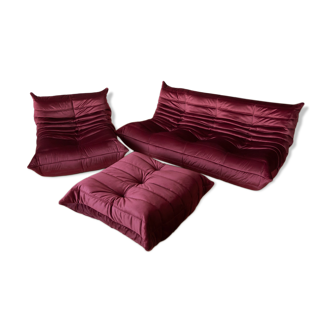Sofa Chair and ottoman in Velvet designed by Michel Ducaroy 1973