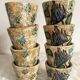 Espresso coffee cups with hand-painted decor, 1960s