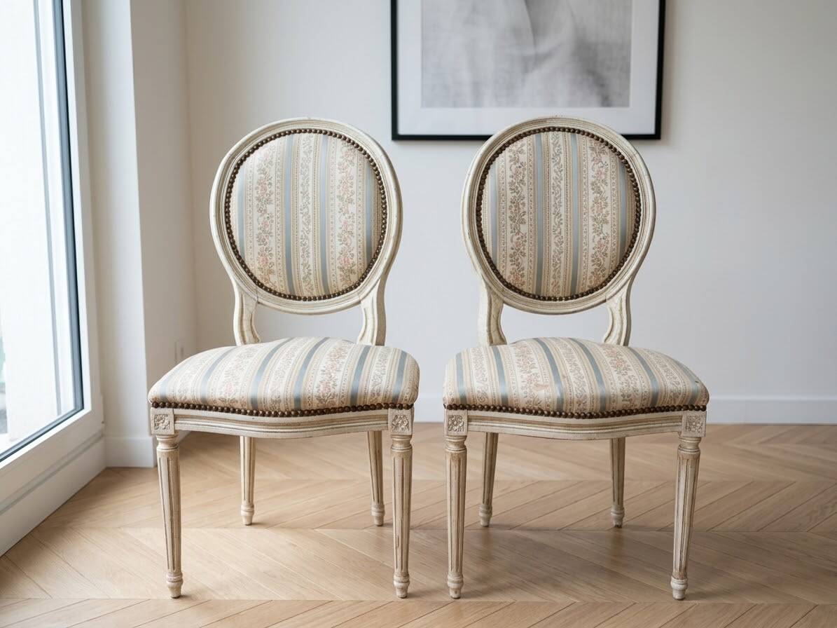 Classic white wooden dining chair