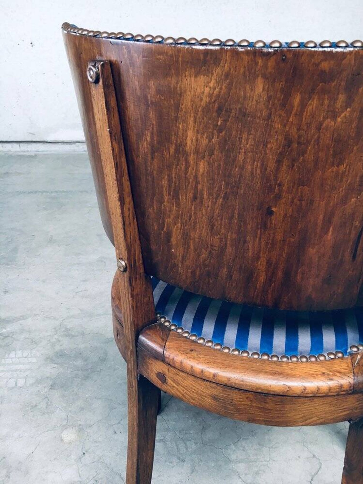 Set of Art Deco Curved Back Side Chairs, France, 1930s