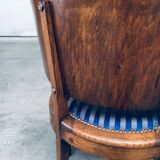 Set of Art Deco Curved Back Side Chairs, France, 1930s