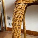Rattan console desk with curved legs, 1970s