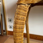 Rattan console desk with curved legs, 1970s