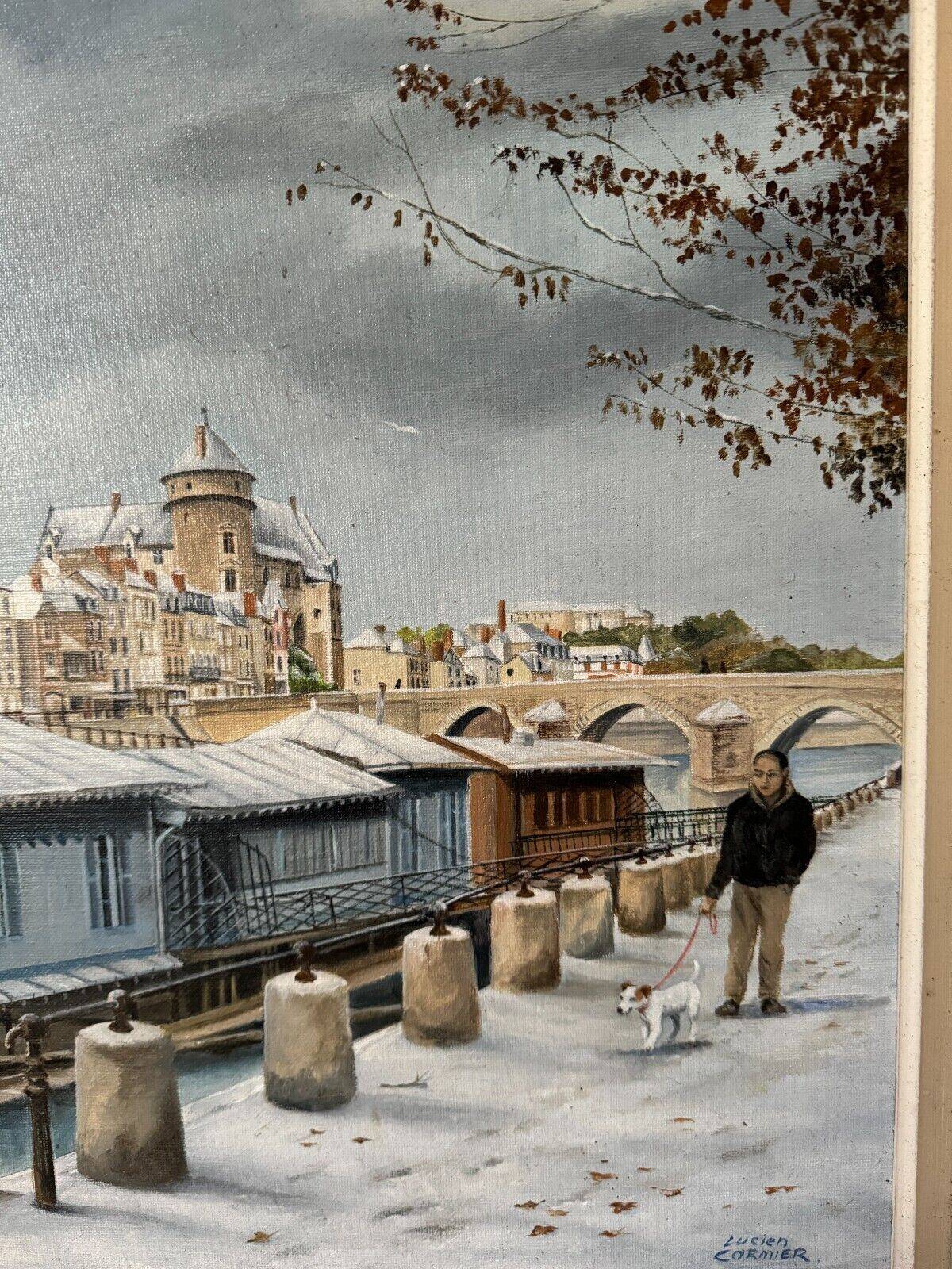 Oil on canvas by Lucien Cormier The Washhouse Boats Nantes 2009