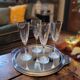 Star-shaped cut crystal flutes. 1960s.