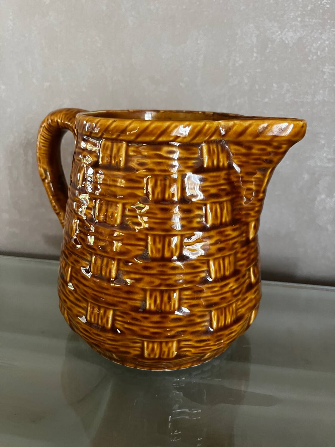 Digouin and Sarreguemines ceramic pitcher with braided decoration