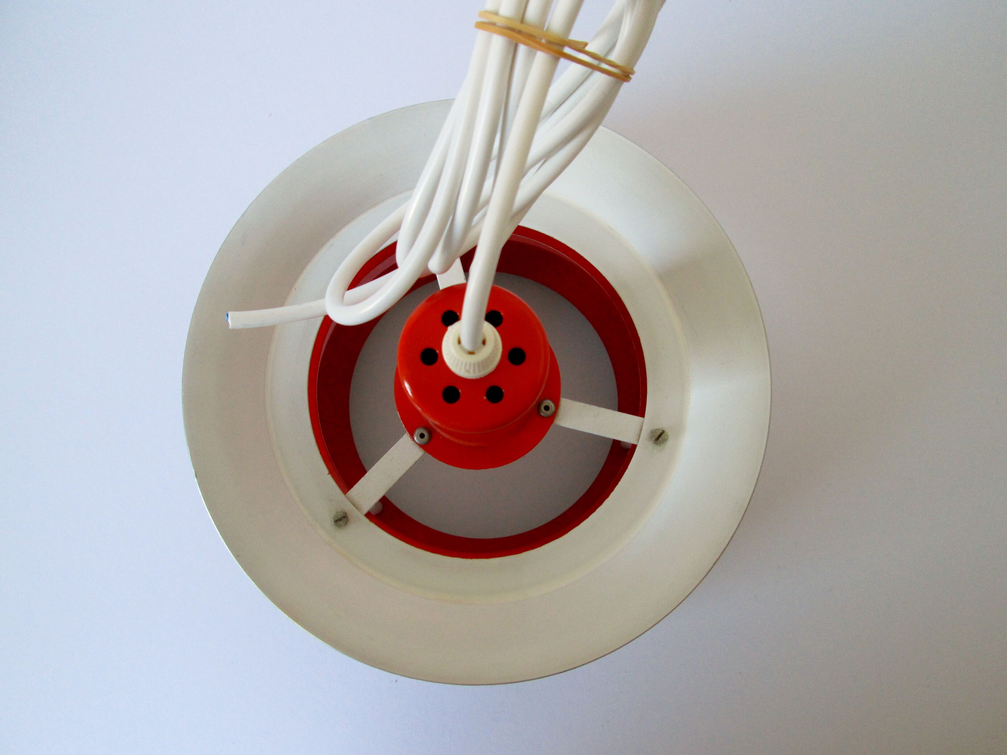 Set of 2 Danish Mid-century vintage Nevada pendant lights, orange, PH style, by Vitrika Denmark