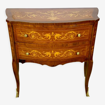 Commode 1920 Marqueterie de rinceaux en bois précieux