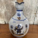 Ancienne bouteille grès gris décor bretagne + bouchon liège vintage
