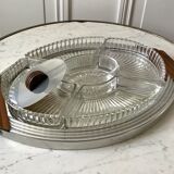 Art Deco mirror tray with appetizer compartments