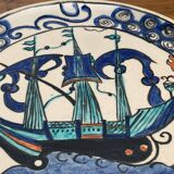 Iznik dish caravel decoration mid-20th century CB marking