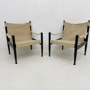 Set of mid-century Danish safari chairs by Erik Wørts for Niels Eilersen, 1960s