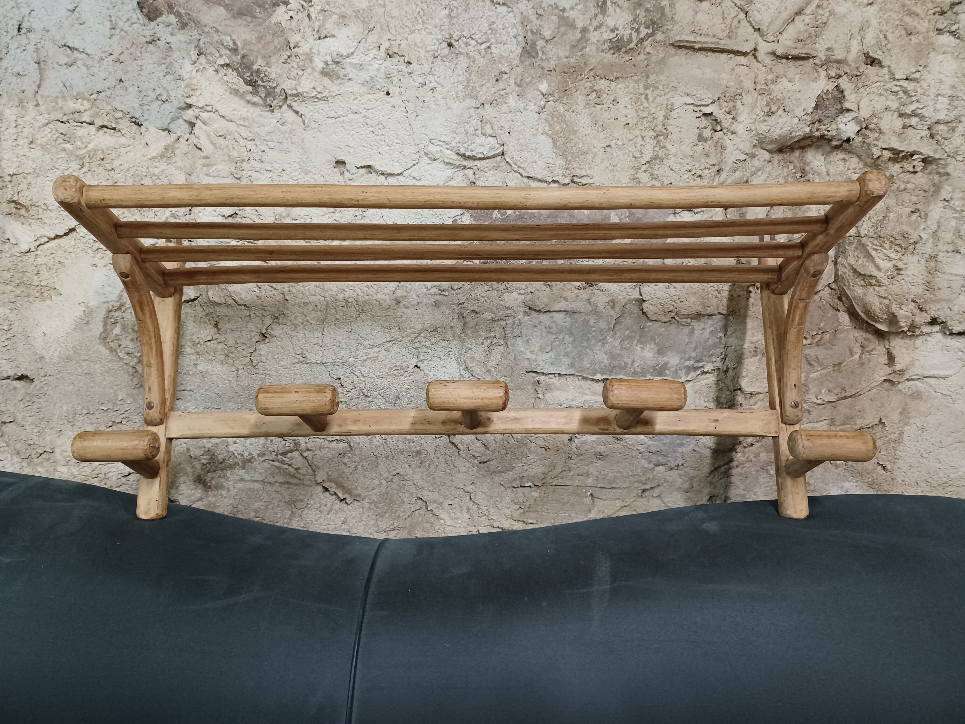 Gyf 1950s curved wooden coat hanger