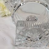 Large bohemian crystal footed bowl, flared pedestal vase