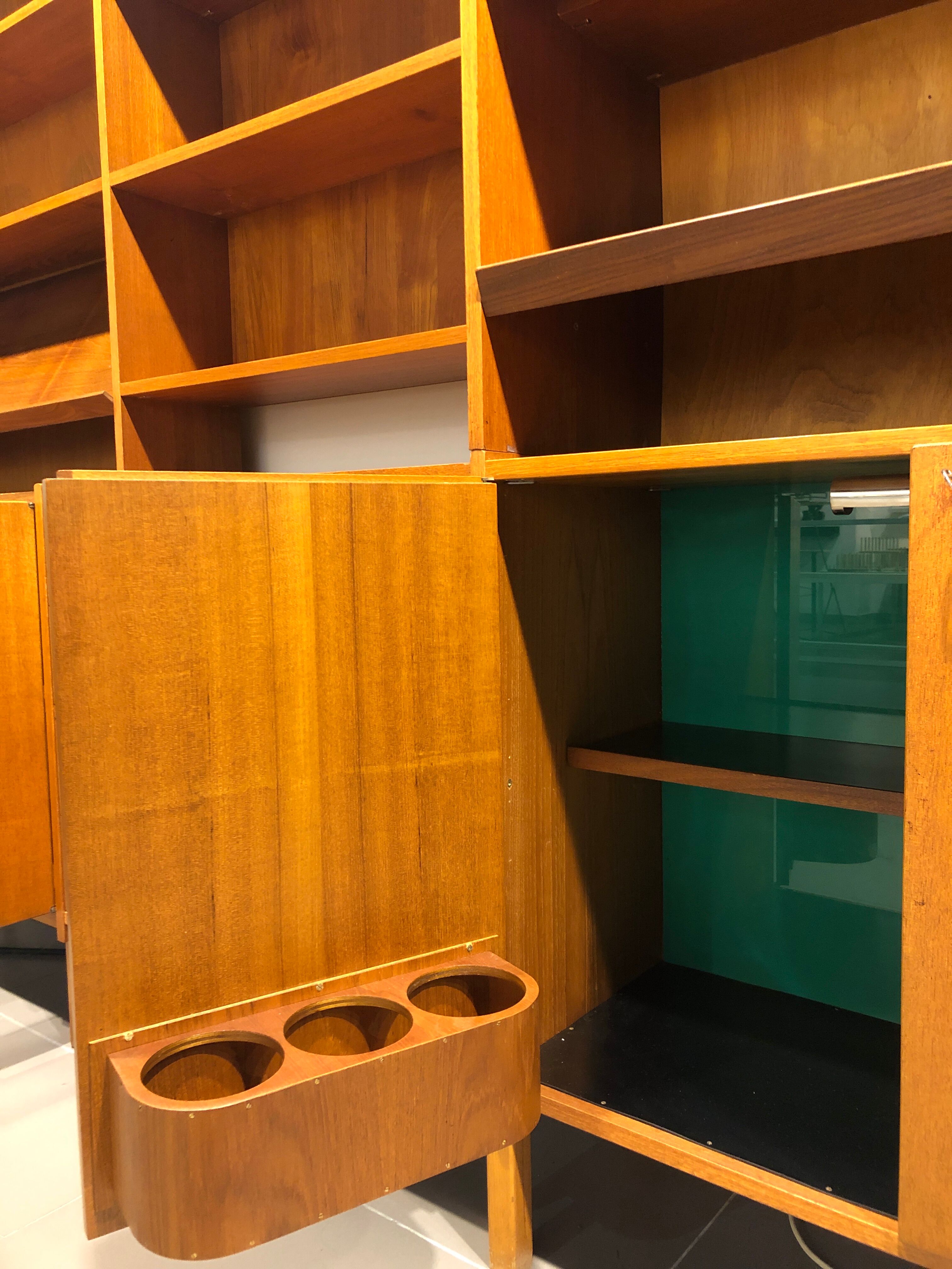 Danish large modular teak shelving unit bookcase, 70s