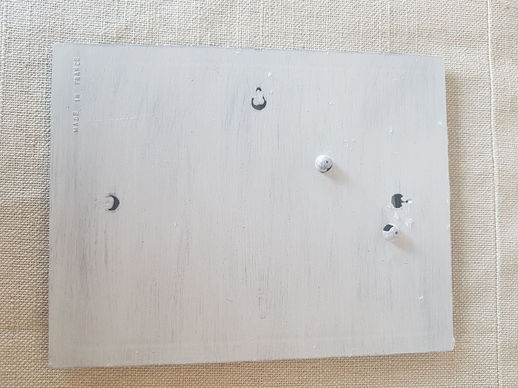 Rectangular frame patinated gray linen