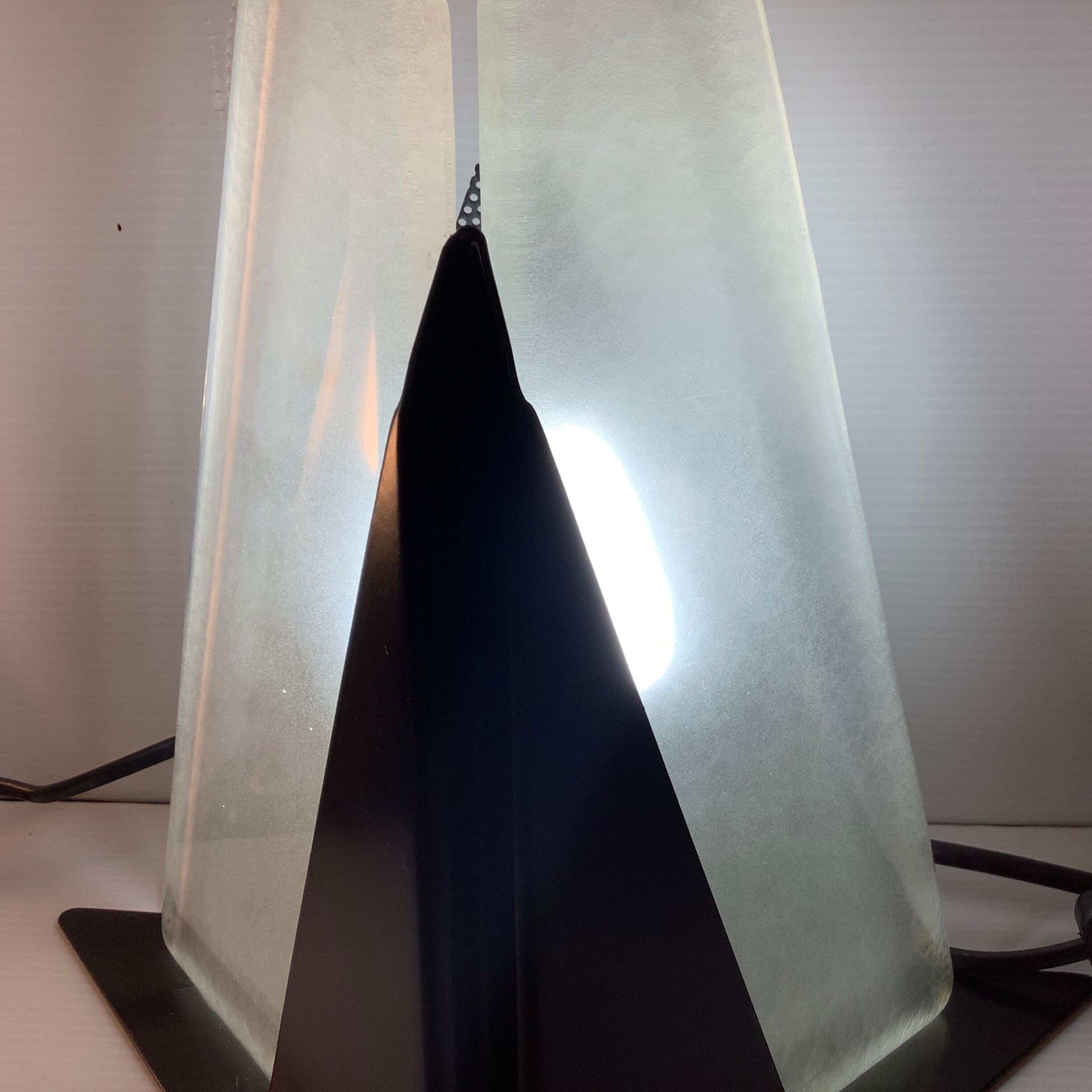 Murano Pair of 2 Lamps Glass Plate Two-material Vintage 1980 DLG Vetro