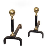 Iron and brass andirons