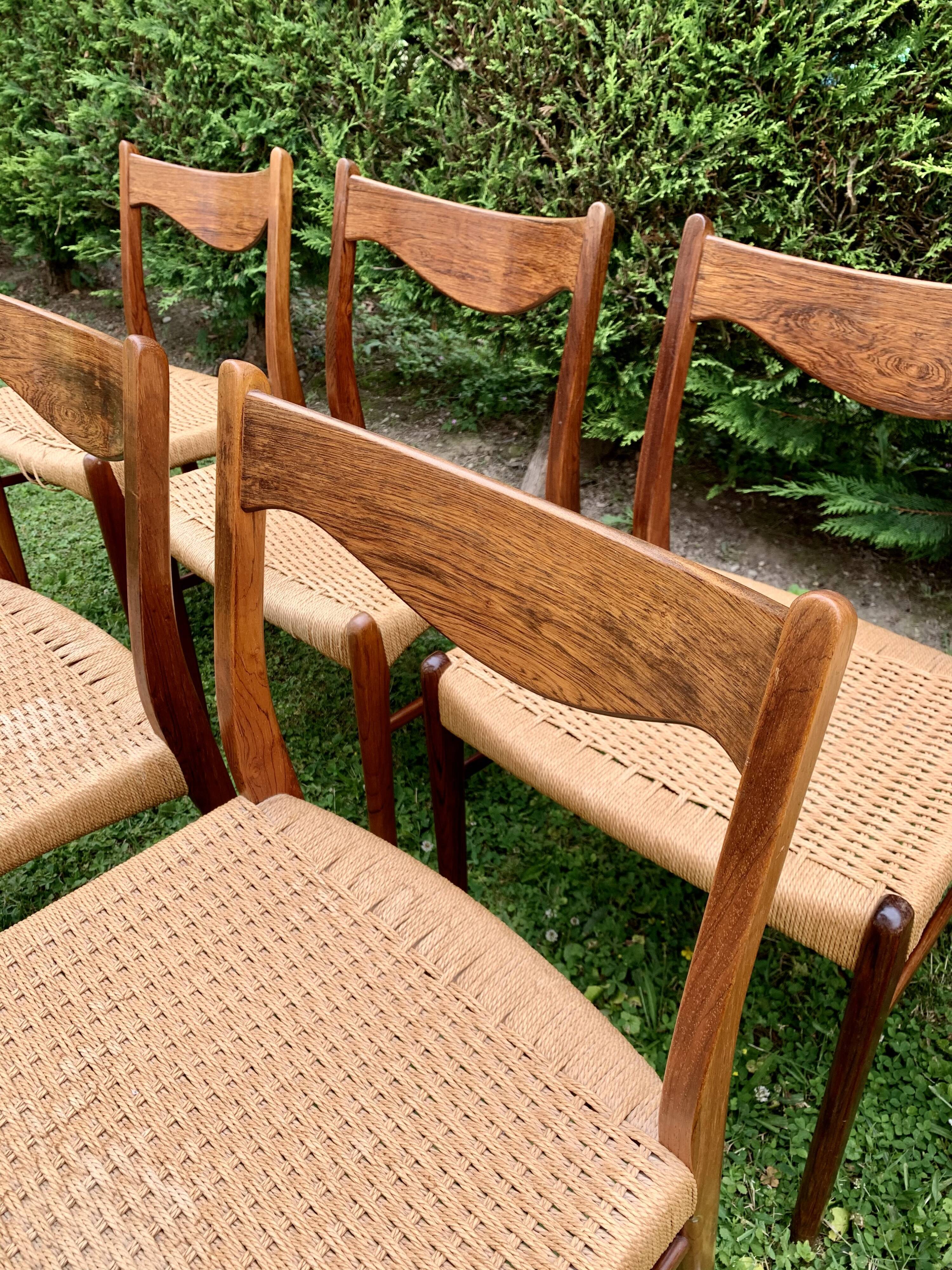 Suite of 6 chairs by Arne Wahl Iversen for Glyngøre Stolefabrik 60s