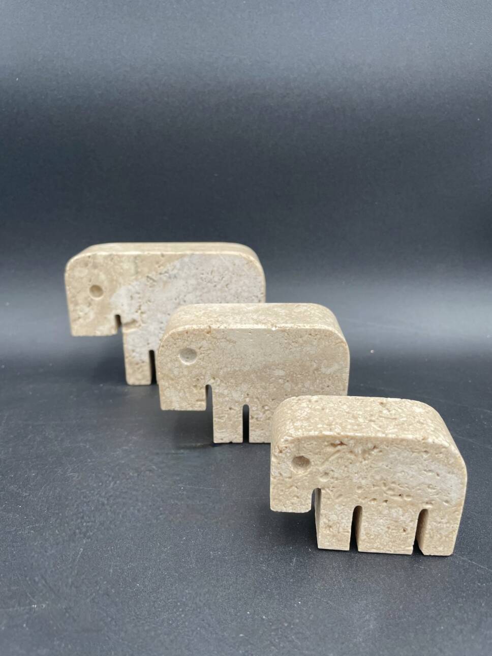 3 travertine elephants, Italy 1970