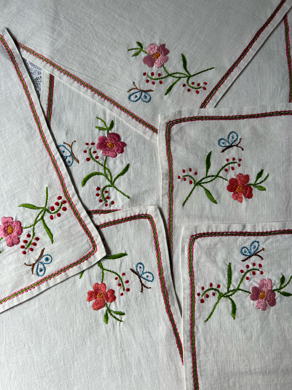 12 embroidered tea towels