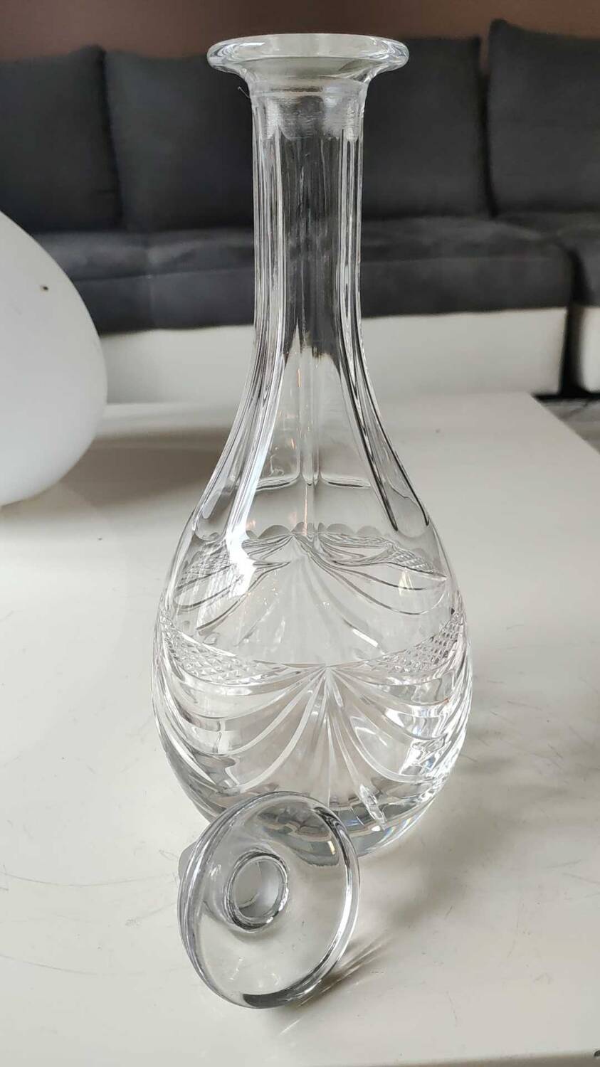 Lorraine crystal design carafe/gérard model. empire style decor. height 28 cm
