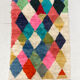 Moroccan Berber rug Boujaad ecru multicolored diamonds 232x147cm