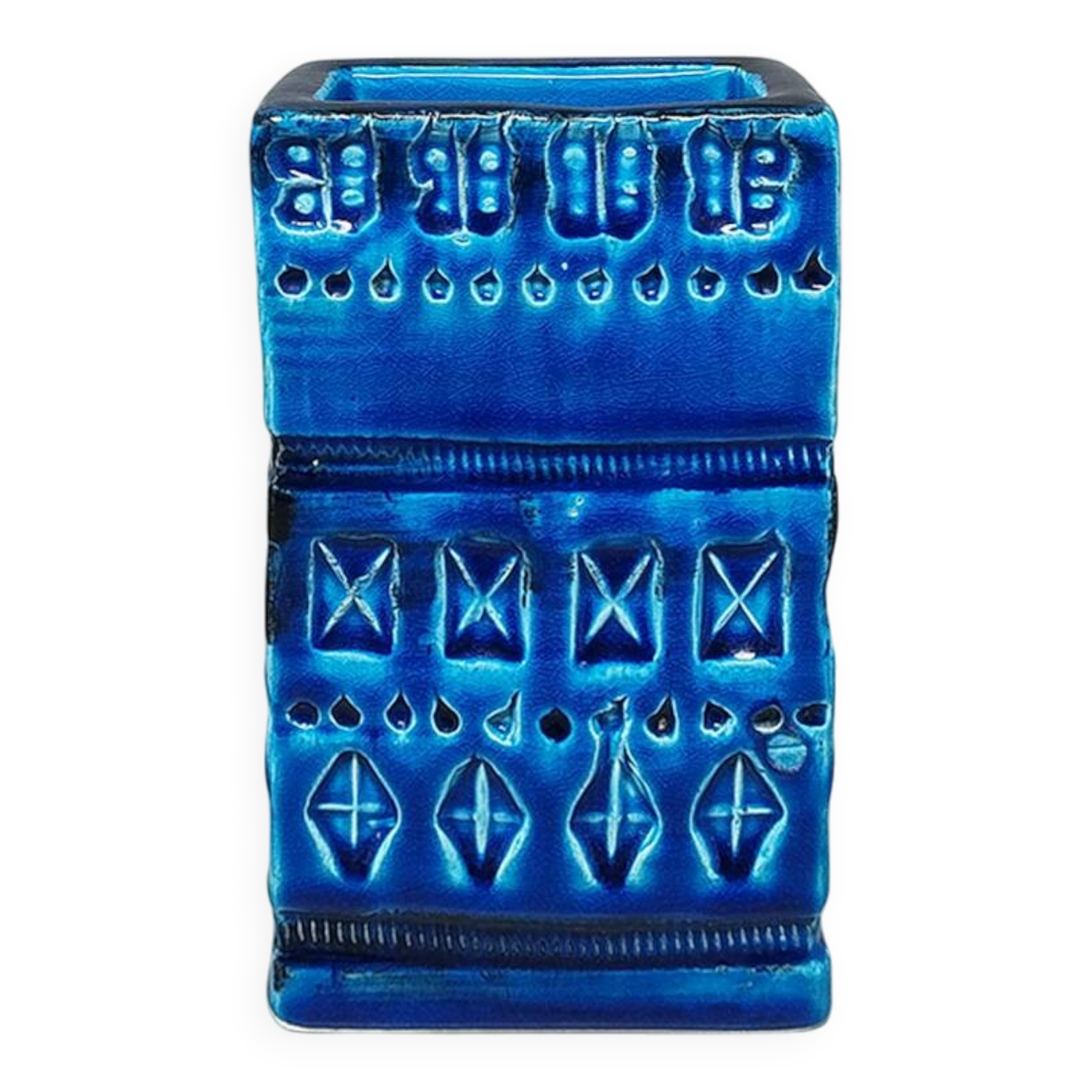 1960s Stunning Vase by Aldo Londi for Bitossi "Blue Rimini Collection