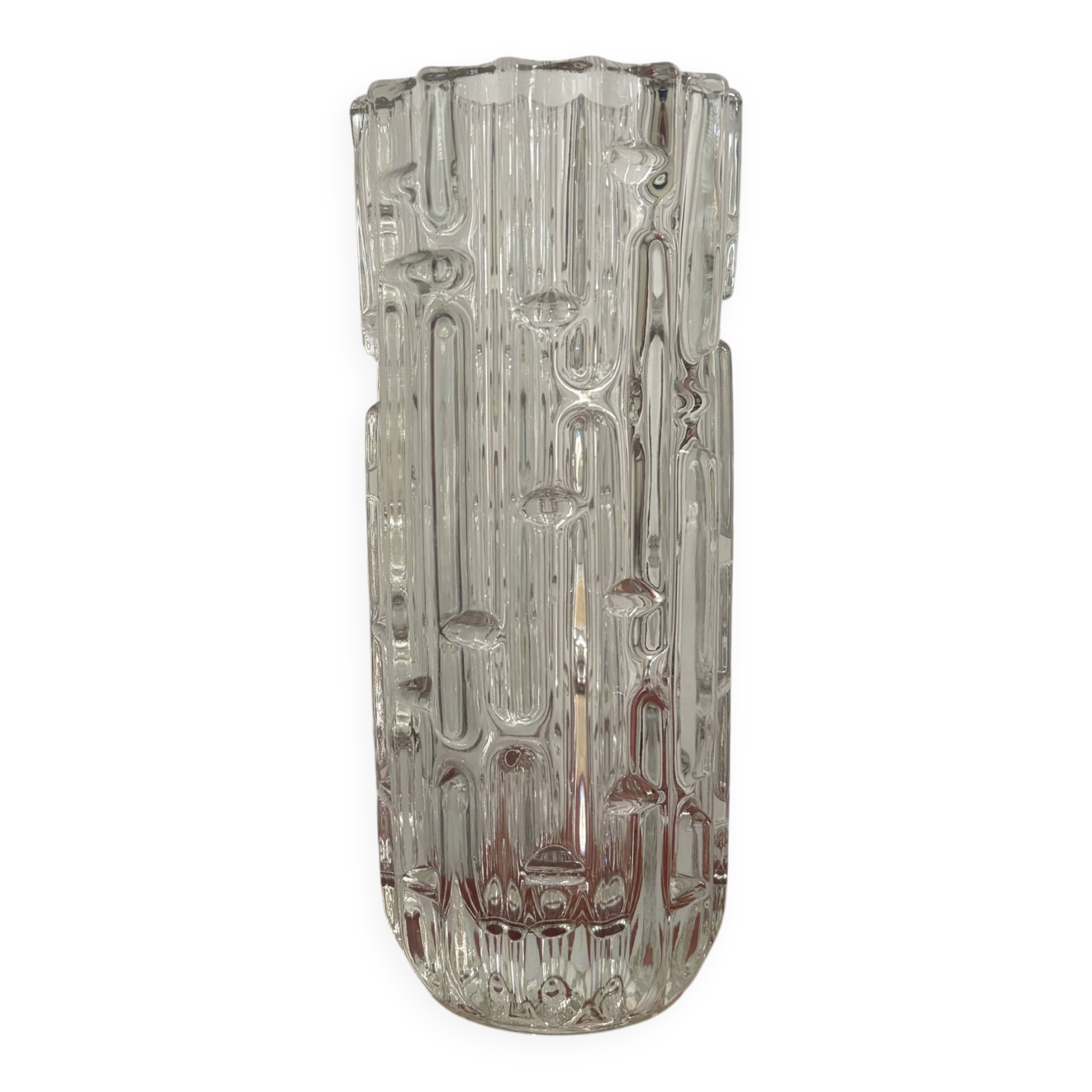 "Labyrinth" vase in pressed glass – František Vízner for Sklo Union