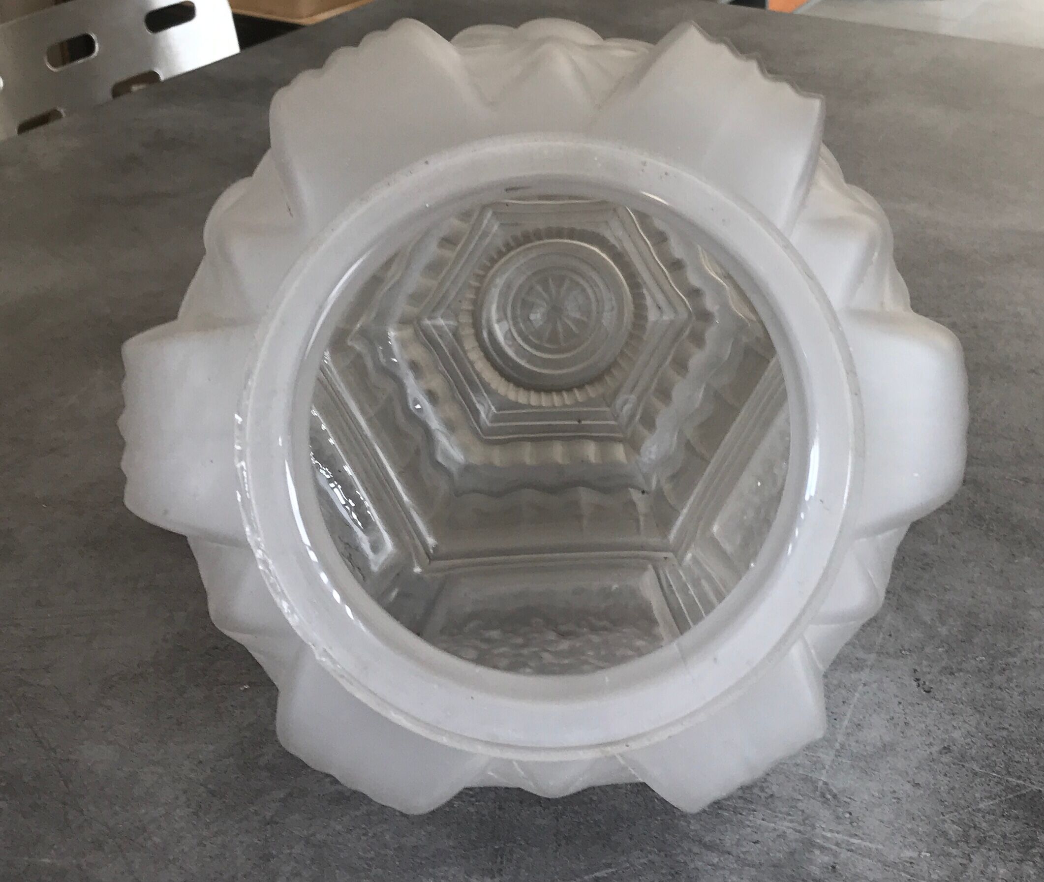 Old frosted glass lampshade suspension ceiling lamp art deco 30 cm