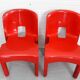 Ensemble de 2 chaises en plastique Universelle Red Joe Colombo de Kartell, Italie, 1967