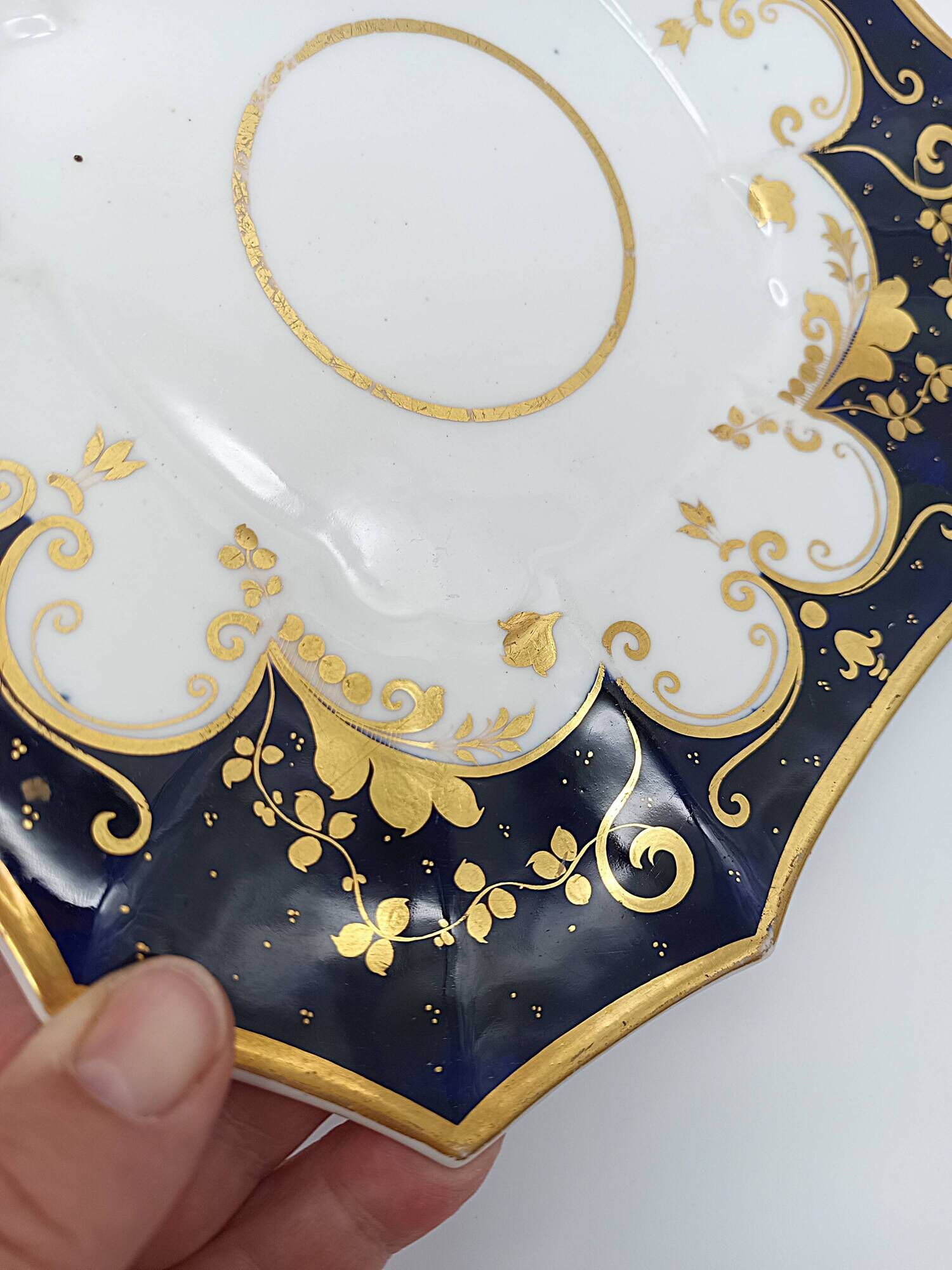 Pair of Square Plates Porcelain from Paris Cobalt and Gold Empire Style