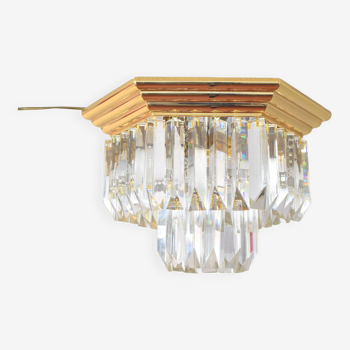 Venini Mid Century Italian Modern Triedri Murano Glass Flush Mount Chandelier