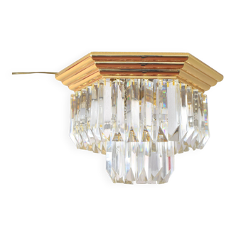 Venini Mid Century Italian Modern Triedri Murano Glass Flush Mount Chandelier