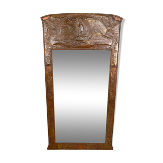Art Nouveau mirror, "The French Rooster Triumphant over the German Eagle", 1916