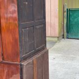 2-part Victorian display cabinet buffet with lacquered mahogany marquetry