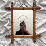 Miroir ancien en bois façon bambou