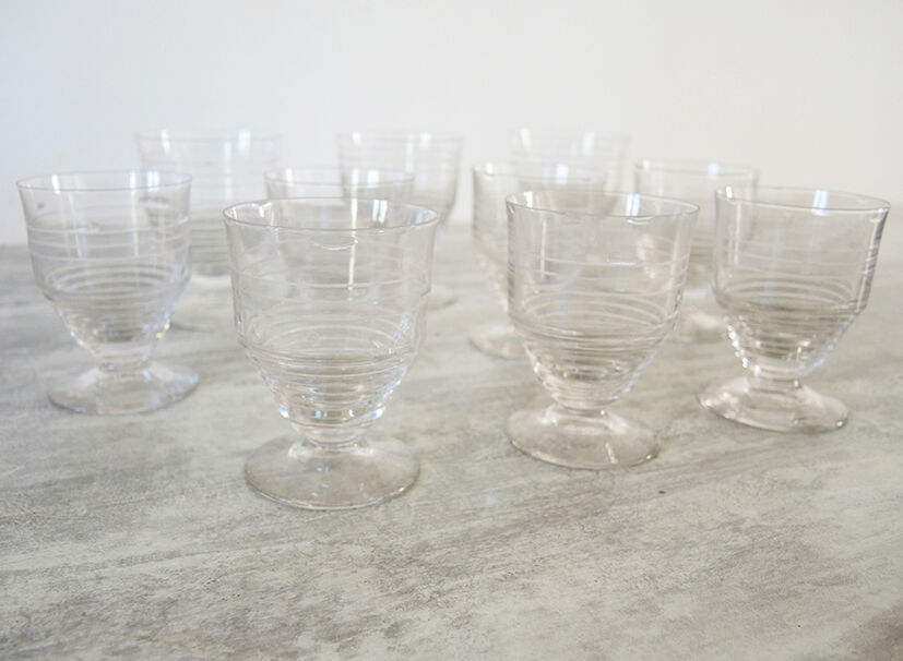 10 old art deco stemware