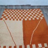 Traditional orange handwoven Berber rug, size 140 x 260 cm