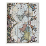 Reproduction of an old Italian map hand-colored and printed on raw canvas
