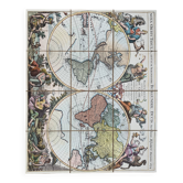Reproduction of an old Italian map hand-colored and printed on raw canvas