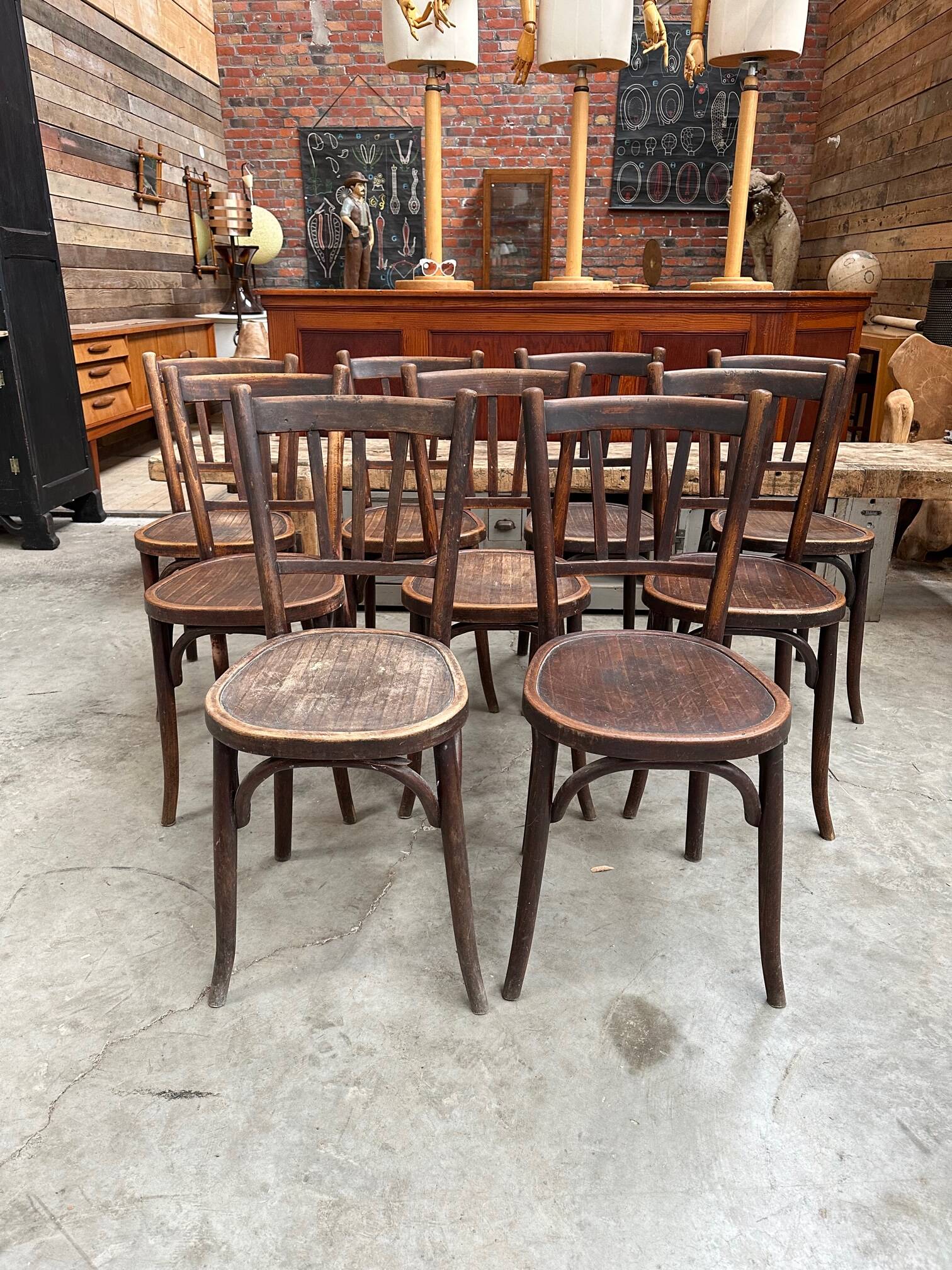 Suite of 9 bistro chairs from the early 20th century