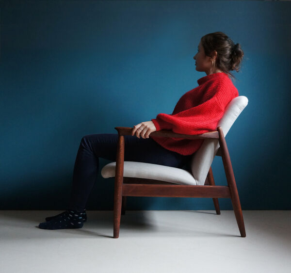 Fauteuil vintage du milieu du siècle conçu par Edmund Homa, Restauré