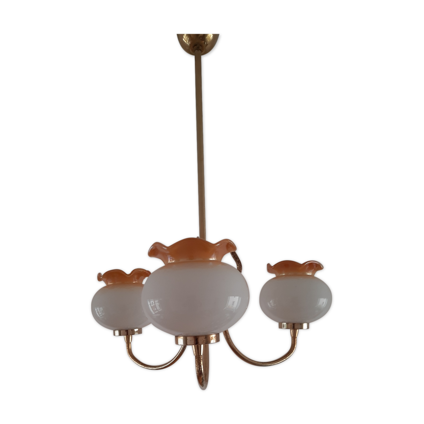 opaline chandelier with 3 burners 60s